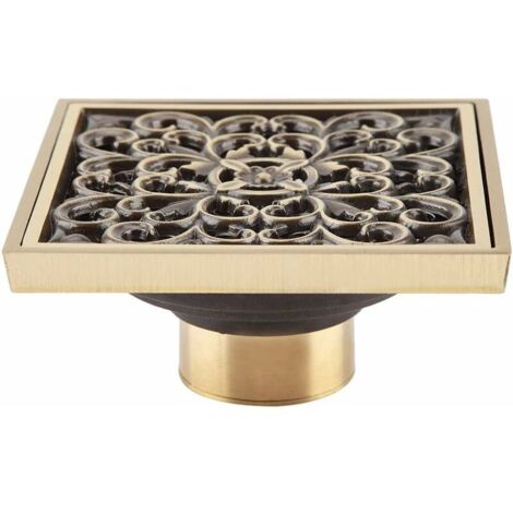 Green Mobility-Laiton Drainage de Douche, Drain de Douche Carre Grille de Couverture de crépine de vidange de Salle de Bains 10 cm (1)