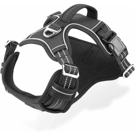 Green Mobility-Harnais Chien Anti Traction, Harnais pour Chien Grand Moyen Réfléchissant Réglable Gilet Chien avec Poignée Respirante Harnais Poitrine de Sport sans Traction Noir XL (1/5)
