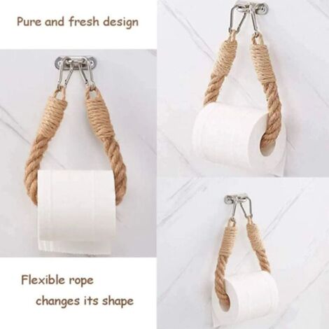 Green Mobility-Lot de 2 porte-rouleau de papier toilette mural en jute pour toilette, hôtel, décoration de maison (1/5)