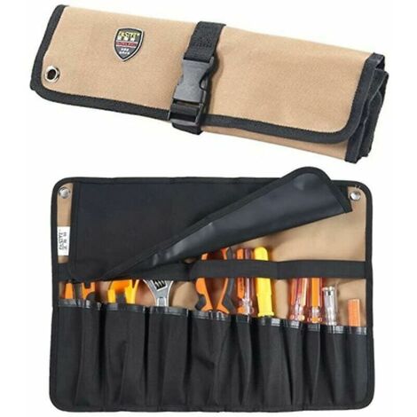 Green Mobility-une pièce Trousse/Sac/Sacoches à Outils 10 Pochettes PorteOutils Rouleau Poche de Rangement Pliable/Enroulable/Portable Rouleau d'outils ultiusages pour jardinage, électricien en Oxford (1/5)