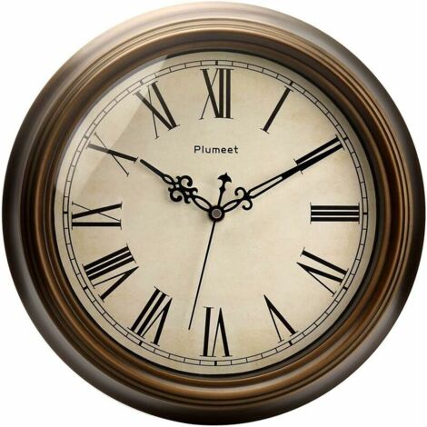 Green Mobility-Petite Horloge Murale Vintage 25cm Alimentation Silencieuse à Piles (Chiffres Romains) (1/5)