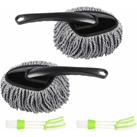Green Mobility-2pièces Brosse de Nettoyage Voiture Brosse de Plumeau Voiture avec 2Pinceaux de Nettoyage Ventilation pour Auto Voiture Climatiseur Pare-Brise Bicyclette Maison Intérieur Extérieur Micr (1/5)
