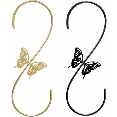 Green Mobility-2pc Hook Clothes Pegs Butterfly Wrought Iron Multifunctional Hook Feeding Hook Flower Pot Sturdy Hanging Plant Bracket for Heavy Duty Doodads, Elegant Hook for Wind Chimes (1/5)