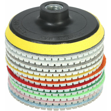 Green Mobility-11 pièces 4 pouces diamant tampons de polissage humide disque de meulage + 1 pc support pour granit marbre pierre céramique carrelage béton (1/5)