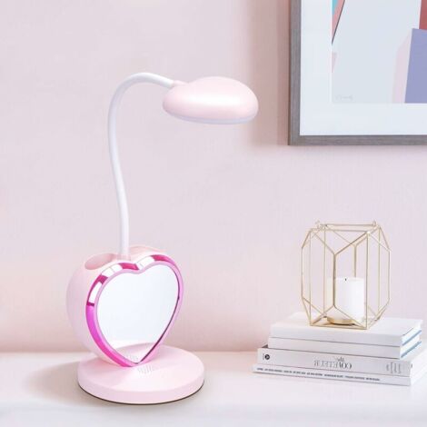 Green Mobility-LED lampe de bureau filles, lampe de table agréable pour les yeux avec porte-stylo, port USB rechargeable, 2 températures de couleur pour adolescents garçons étudiants, rose (1/5)