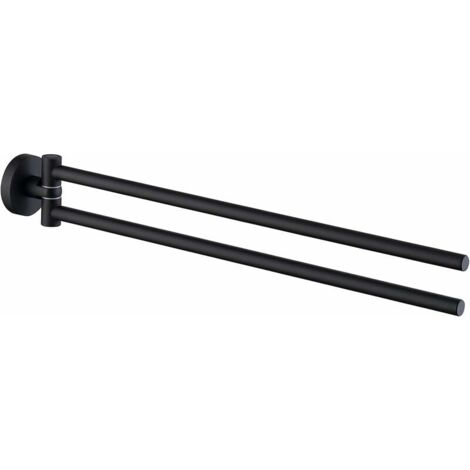 Green Mobility-Noir Mat Porte-Serviettes Salle de Bain avec 2 Barres 180°Rotatives Sèche-Serviettes en Acier Inoxydable SUS304 41CM Porte Serviette Murale Sèche-Serviettes pour Salle de Bain Cuisine L (1/5)