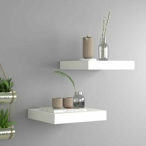 Green Mobility-etageres murales flottantes 2 pcs Blanc 23x23,5x3,8 cm MDF (1/5)