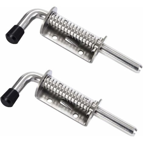 Green Mobility-Verrou de Porte à Boulon, 2 Pcs Loquets Verrous de Portes à Ressort en Acier Inoxydable Pour Fenêtre, Porte de Grange, Hangar, Porte de Garage, 128mm Argent (1/5)