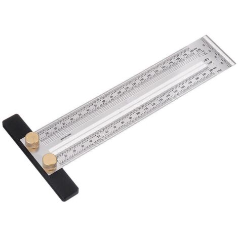 Green Mobility-Stainless Steel Precision Marking T Ruler Hole Positioning Measuring Ruler Woodworking Scriber Scribing Tool - 200mm