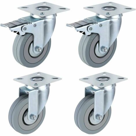 Green Mobility-4 PCS Roulettes Transports, 2 PCS Roulettes pivotantes,2PCS Roulettes avec Frein en Caoutchouc (75mm) (1/5)