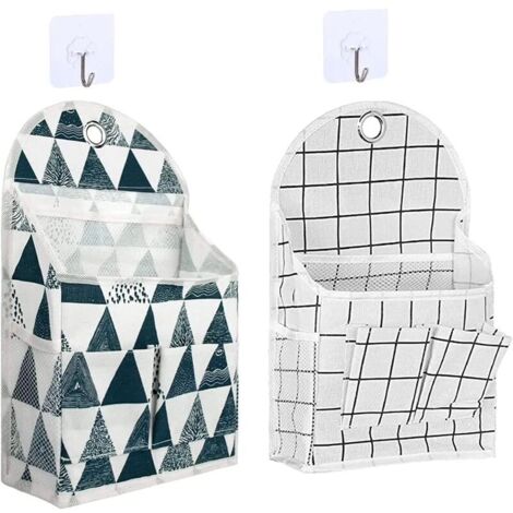 Green Mobility-2 Pièces Sac De Rangement Mural, Sac de Rangement Suspendu, Sac de Rangement Mural pour Chambre, Poche Suspendue Lin Coton Imperméable Style Minimaliste, pour Chambre, Salle Bain, Cuisi (1/5)