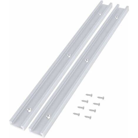 Green Mobility-Lot de 2 rails en T pour rail de serrage, fente de fixation, bord droit, en alliage d'aluminium, poignée de verrouillage avec 8 vis autotaraudeuses, pour le travail du bois, toupie-scie (1/5)