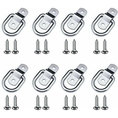 Green Mobility-Anneaux d'Arrimage, 8pcs Anneau de Montage, D Anneaux d'Arrimage, Anneau D'ancrage de Charge Ancrage de Remorque Anneau D'arrimage Forgé pour Remorque de Camions Bateaux Autos (1/5)