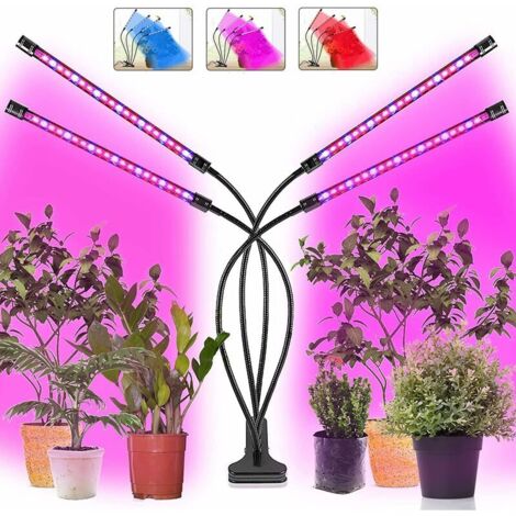 Green Mobility-Lampe pour Plante, Lampe de Croissance 4 Têtes 72 LEDs, Lampe Horticole des plantes avec minuteur automatique 4H/8H/12H, 3 Modes et 5 Niveaux De Gradation, Avec Charge Usb, Réglable à 3