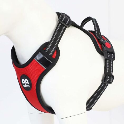 Green Mobility-Harnais pour chien pour grand harnais réfléchissant sans traction pour chien avec poignée Clip avant Harnais pour chiot réglable respirant pour une utilisation en extérieur (Red-L) (1/5)
