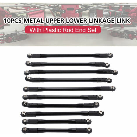 Green Mobility-10 pieces Lien de tringlerie inferieure superieure en metal avec embout de tige en plastique pour 1/10 AXIAL SCX10II 90046 90047 RC Crawler Car, modele: Noir modele:Noir (1/5)