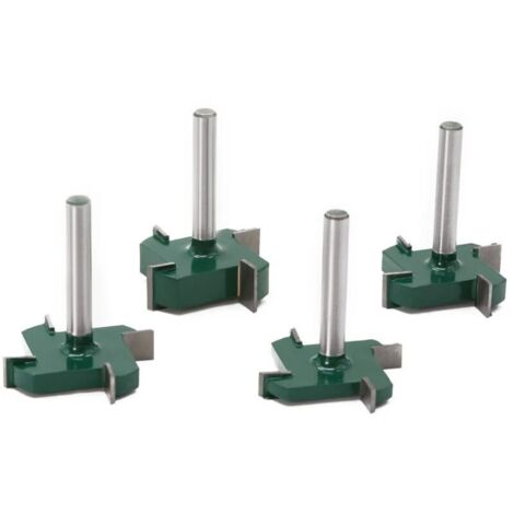 Green Mobility-6mm Shank 4 Edge T Type Slotting Cutter Woodworking Tool Router Bits- 4Pcs Set (1/5)