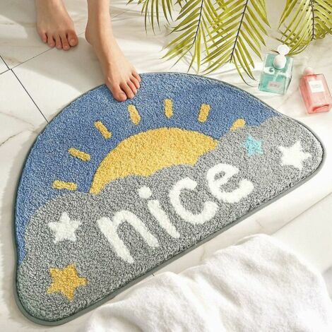 Green Mobility-Tapis de Sol Petit Frais DemiCercle Tapis Salle de Bain Tapis antidérapant Coussin de Pied Absorbant(Heureux lumière du Soleil) (1/5)