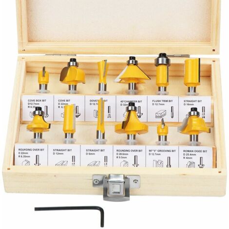 Green Mobility-12PCS Trépan de tronçonnage incliné en carbure de tungstène de 6,35 mm 1/4 po avec une clé (1/5)