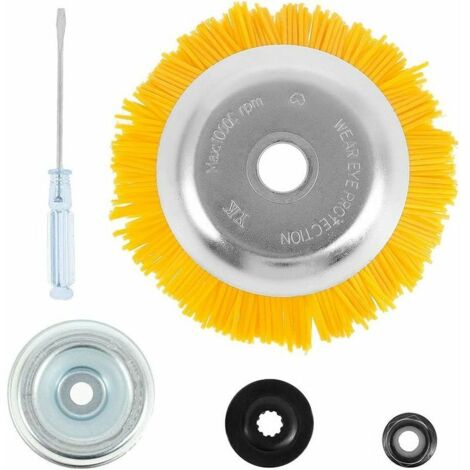 Green Mobility-Brosse de désherbage pour débroussailleuse, brosse de désherbage professionnelle en nylon, diamètre extérieur 200 mm, trou intérieur 25,4 mm, tête de débroussailleuse universelle (1/5)