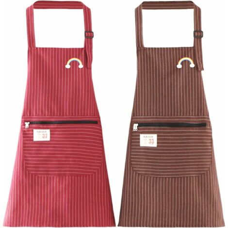 Green Mobility-2 Pièces Tablier Cuisine Femme Tablier Réglable avec Poches Tabliers de Cuisine Etanche Tablier à Bavette Rouge Brun pour Cuisine Familial Restaurant Jardin Barbecue école Café Boulange (1/5)