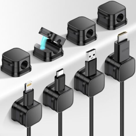 Lot de 8 clips magnétiques pour câbles, adaptés aux câbles de charge USB et aux cordons d'alimentation, pour une utilisation à domicile et au bureau (1/5)