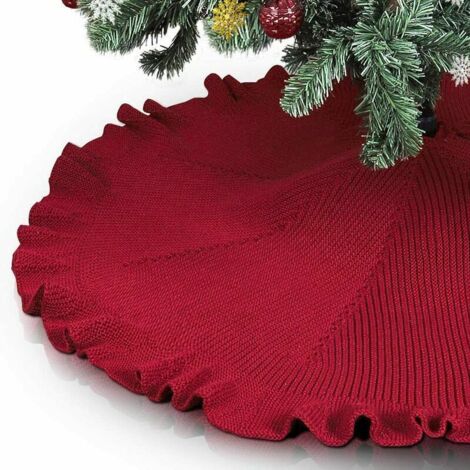 Green Mobility-Jupe de sapin de Noël, grande jupe de sapin de Noël en tricot blanc de 48 pouces, tapis de jupe de sapin de Noël de luxe pour les décorations de fête de Noël MSBD (1/5)