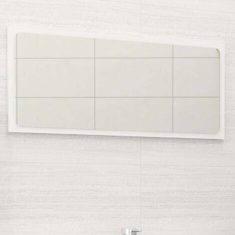 Green Mobility-Miroir de salle de bain Blanc brillant 80x1,5x37 cm Agglomere (1/5)