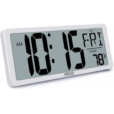 Green Mobility-Grande horloge murale numérique de 13,46 po avec calendrier numérique, blanc (1/5)