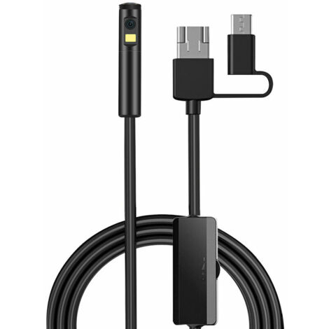 Green Mobility-Camera d'inspection endoscopique d'endoscopie industrielle Remplacement d'interface 3 en 1 pour port de type C/Android/USB Integre 9 LED a luminosite reglable a intensite variable Objec (1/5)