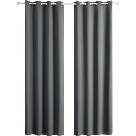 Green Mobility-Lot de 2 rideaux occultants thermiques - Gris - 140 x 260 cm (1/4)