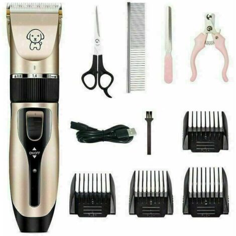 Green Mobility-Tondeuse Chien, Professionnelle tondeuse pour chien pour chats et animaux, Bruit inférieur à 50 db, Piles rechargeables, 5 positions, 4 heures d'utilisation avec Ciseaux et Peigne (1/4)