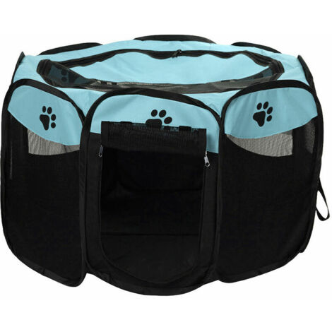 Green Mobility-Portable Pliable Etanche Pet Parc En Plein Air Oxford Air Mesh Et Playpen Exercice Pen Tente Maison Aire De Jeux Pour Chiens Et Chats Petit, Bleu Ciel (1/5)