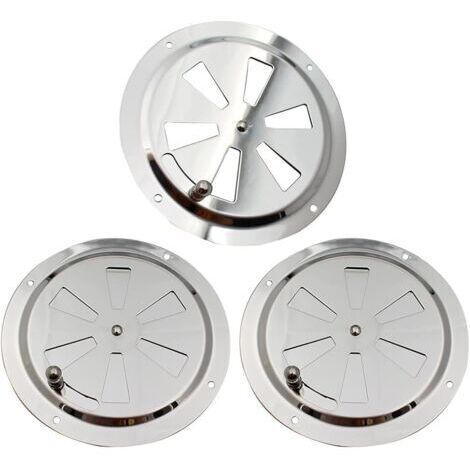 Green Mobility-3 Pièces Grille de Ventilation Ronde, Rosette de Ventilation en Acier Inoxydable Grille d'Aération 125 mm, Ouverture d'Aération Réglable Ventilateur à Branchies, pour Fumeurs, Camping-C (1/5)