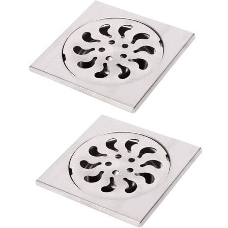 Green Mobility-2pcs Siphon de Sol Acier Inoxydable, Grille de Douche Carrée Filtre de Douche Drain de Douche Attrape Cheveux pour Salle de Bain, 90x90x30mm (1/5)