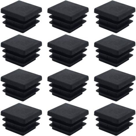 Green Mobility-Lot de 40 bouchons en plastique carré 20mm x 20mm noir – Résistance aux chocs – Protection pour pieds de meubles – Installation facile