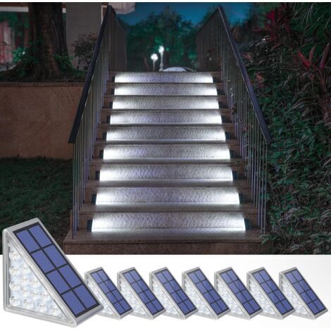 Green Mobility-Lot de 8 lampes solaires pour escaliers – 6000 K blanc froid – Indice IP67 – Éclairage automatique – Installation facile sans outil (1/5)
