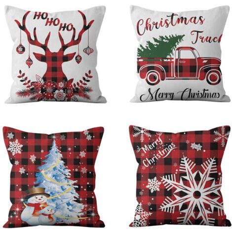 Green Mobility-4 pièces de housses de coussin de Noël, housses de coussin de Noël, housses de coussin de canapé, housses de coussin de décoration pour la maison, housses de coussin décoratives 45 × 45 (1/5)