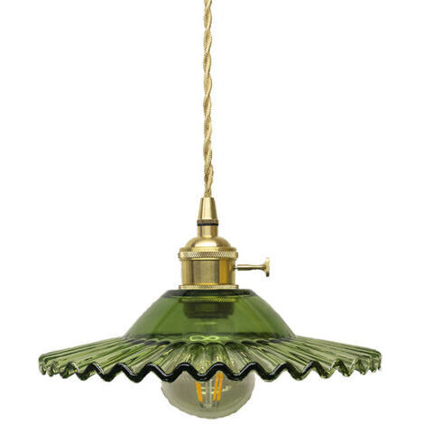Green Mobility-Suspension vintage en verre Ø22cm – Style rétro nordique – Culot E27 – Tension AC 110-240V – Éclairage down light – Installation murale (1/5)