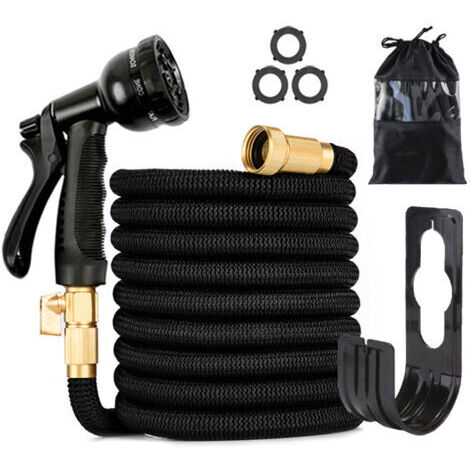 Green Mobility-Tuyau d'arrosage Extensible 10m, Tuyau d'eau Flexible avec Pistolet d'Arrosage à 8 Modèles d'Irrigation, Raccords de 3/4" et 1/2" en Laiton Massif, Tuyau d'arrosage avec Sac de Rangemen (1/5)