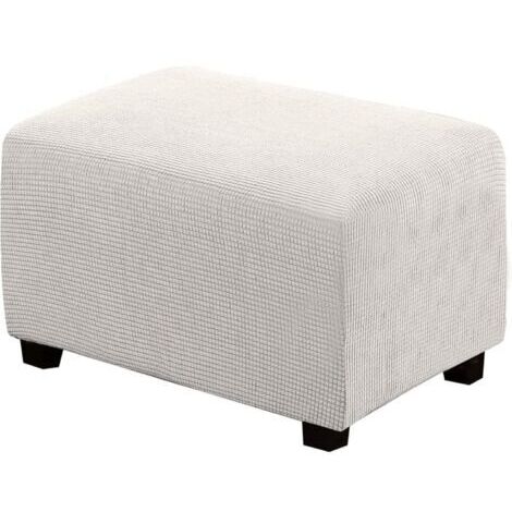 Green Mobility-Housse de pouf extensible en peluche jacquard – Protection contre éclaboussures et déchirures – Lavable en machine – S-Blanc (1/5)