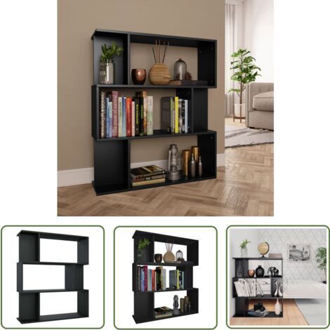 Green Mobility-The Living Store Bibliothèque/Cloison Noir 80x24x96 cm cm Bois d'ingénierie - Bibliothèque - Étagère - Armoire À Livres - Mobilier Intérieur - Meubles De Salon (1/5)