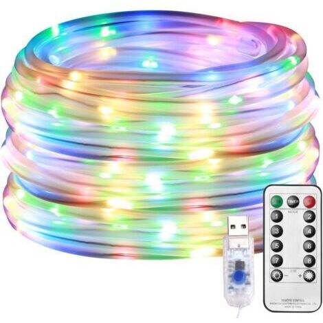 Green Mobility-Guirlande lumineuse d'extérieur 10m – Tube LED USB étanche IP65 – 100 LED – 8 modes télécommande – Minuterie 6h – Décoration jardin, Noël, mariage (1/5)