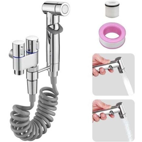 Green Mobility-Kit de pulvérisation portable pour toilettes, comprenant un pulvérisateur de bidet, un robinet à double commande (1 entrée/2 sorties) et un pulvérisateur portatif à pression d'eau. (1/4)