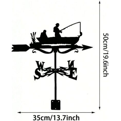 Green Mobility-Girouette de pêcheur en fer forgé , décoration de jardin, cour, extérieur, indicateur de direction du vent, kit pour pelouse extérieure (1/4)