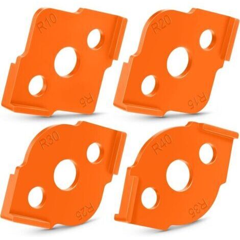 Green Mobility-Gabarit de fraisage d'angle pour défonceuse, 4 pièces, gabarit de rayon, 8 rayons, gabarit de perçage rond, ABS haute dureté, gabarit rapide CNC pour le travail du bois (orange) (1/4)