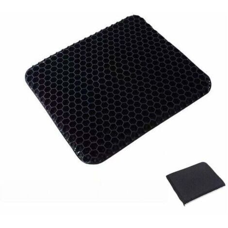 Green Mobility-Coussin de siège en gel , coussin en gel respirant avec housse antidérapante pour voiture/bureau/fauteuil roulant - Noir (1/4)