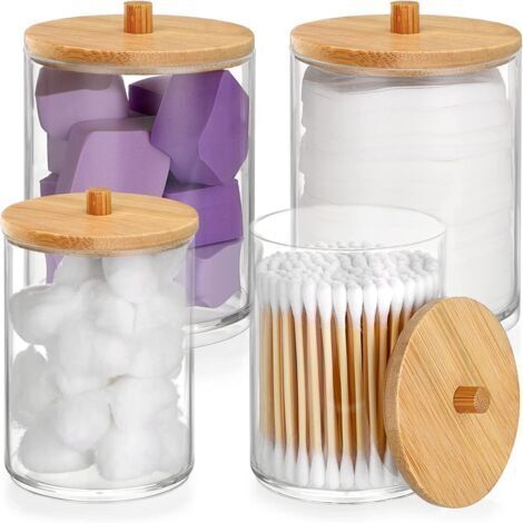 Green Mobility-4pcs Distributeur de Coton tiges Organisateur en Acrylique boîte à Coton Support de Boules de Coton pour cosmétique,Salle de Bain' (1/5)