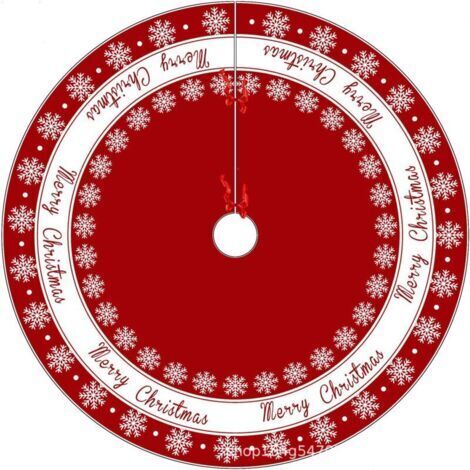 Green Mobility-Jupe de sapin de Noël  90 cm - Tapis ou nappe de pique-nique à motif flocons de neige et éléments classiques, idéal pour décorer le sapin et les fêtes de Noël. (1/4)