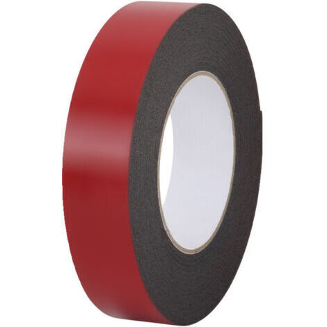 Green Mobility-Ruban adhésif double face en mousse PE noire avec film rouge, forte adhérence pour voitures, 1 mm d'épaisseur, 1 cm de largeur, 30 m de longueur (1/4)